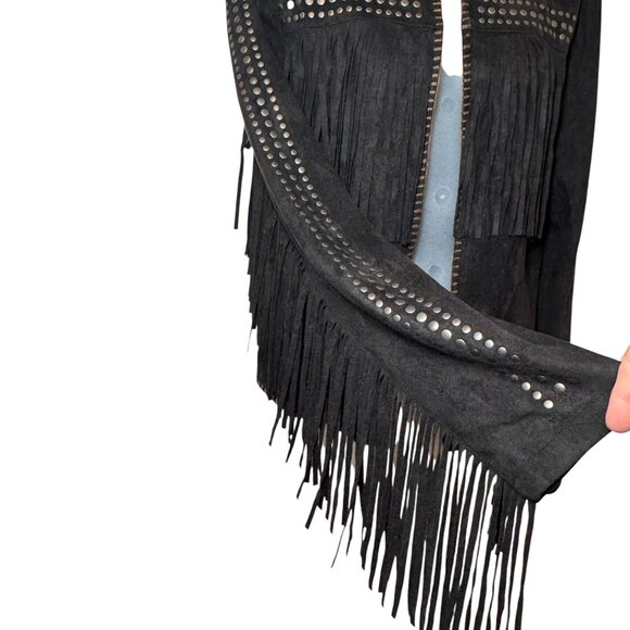 Tasha Polizzi Faux Suede Studded Western Jacket with Fringe size S - Picture 4 of 8